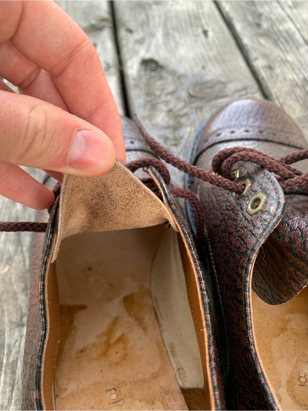 Men's Dark Brown Textured Derby Shoes - Picture 6 of 7